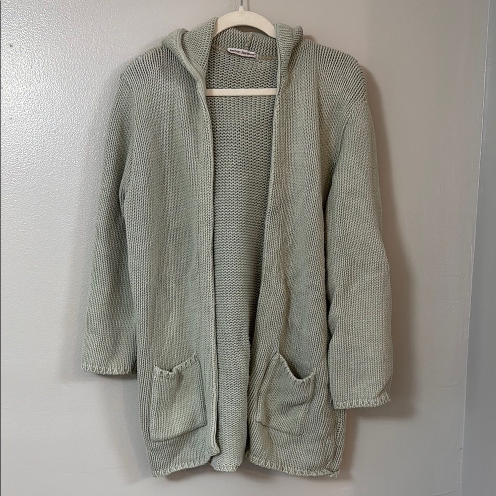 Lauren Hanson Vintage Fisherman Knit Hooded Cardigan